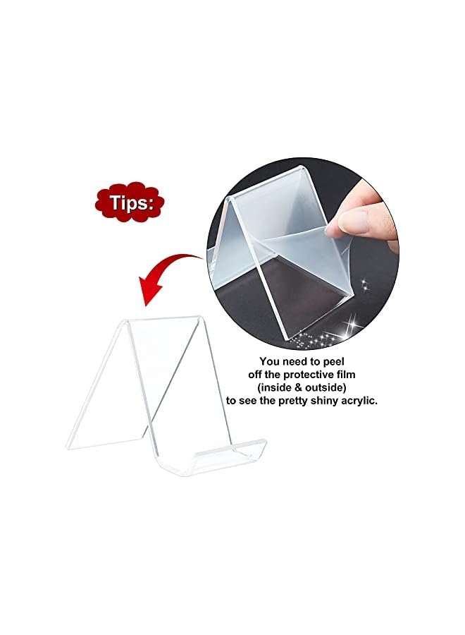 The Bros 10 قطع حامل عرض الكتب الأكريليكي الشفاف، حامل صور ألبوم الكتيبات بشكل NC الشفاف مع ظهر مسطح لعرض وتنظيم الكتب (43x41x15 بوصة) - Image 4