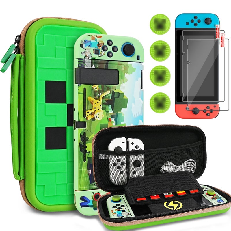 TIKOdirect Carrying Case Accessories for Switch(Original Model) 2017, Portable Travel Case with Soft Protective Cover, Screen Protectors and Thumb Grip caps, Green - Image 1