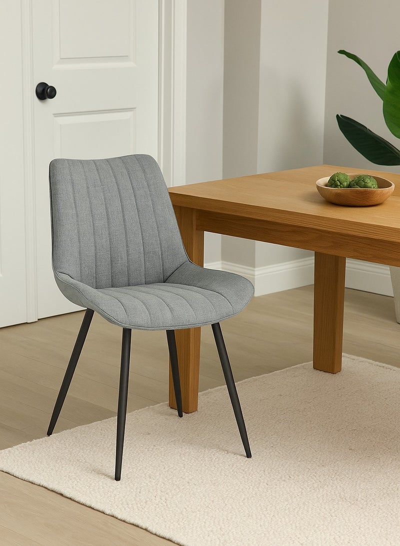 اي اف تي كرسي طعام مريح منجد بمسند ظهر مبطن - أرجل معدنية متينة، مقعد من قماش ناعم - الأبعاد: ٨٥ سم ارتفاع × ٦٠ سم عمق × ٥٤ سم عرض - ارتفاع المقعد ٤٨ سم - يتحمل وزنًا يصل إلى ١٣٠ كجم - تصميم عصري للمنزل أو المكتب. رمادي (عرفان) - Image 2