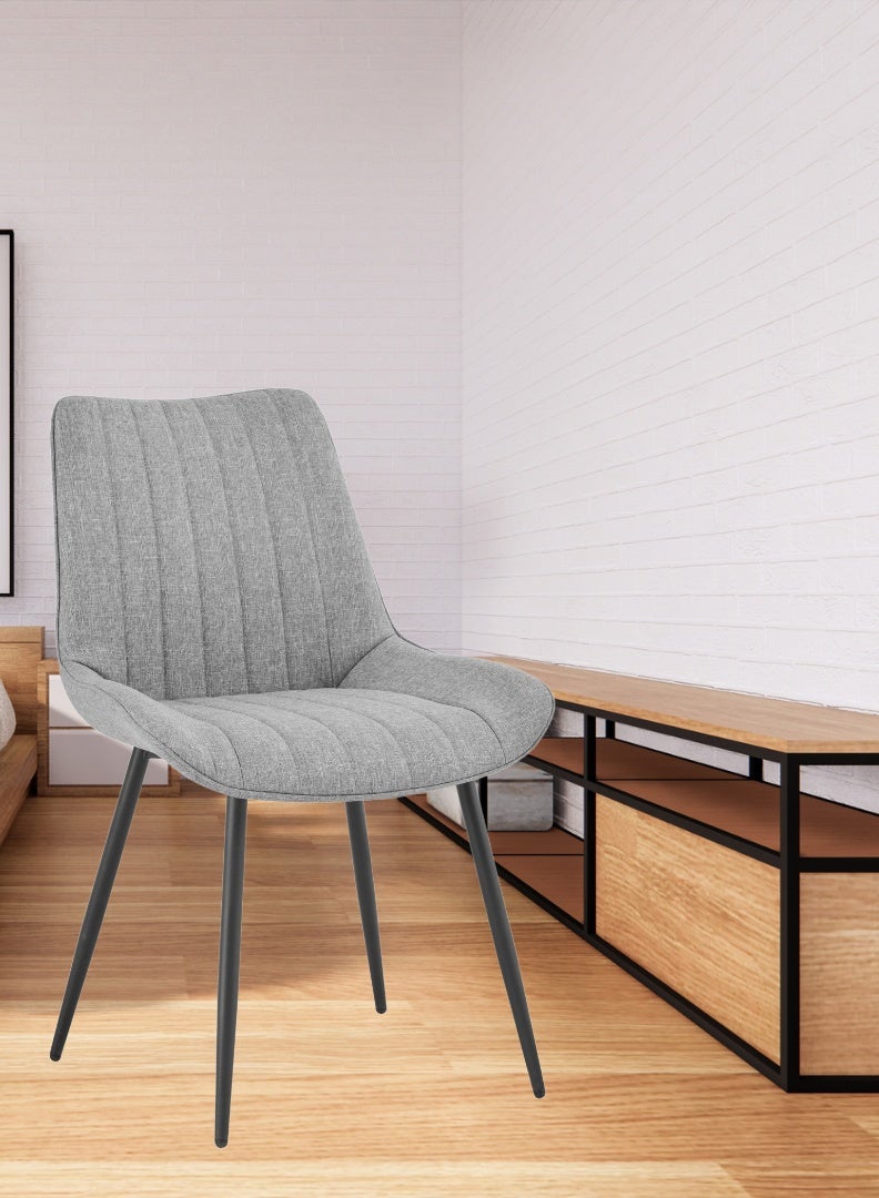 اي اف تي كرسي طعام مريح منجد بمسند ظهر مبطن - أرجل معدنية متينة، مقعد من قماش ناعم - الأبعاد: ٨٥ سم ارتفاع × ٦٠ سم عمق × ٥٤ سم عرض - ارتفاع المقعد ٤٨ سم - يتحمل وزنًا يصل إلى ١٣٠ كجم - تصميم عصري للمنزل أو المكتب. رمادي (عرفان) - Image 5