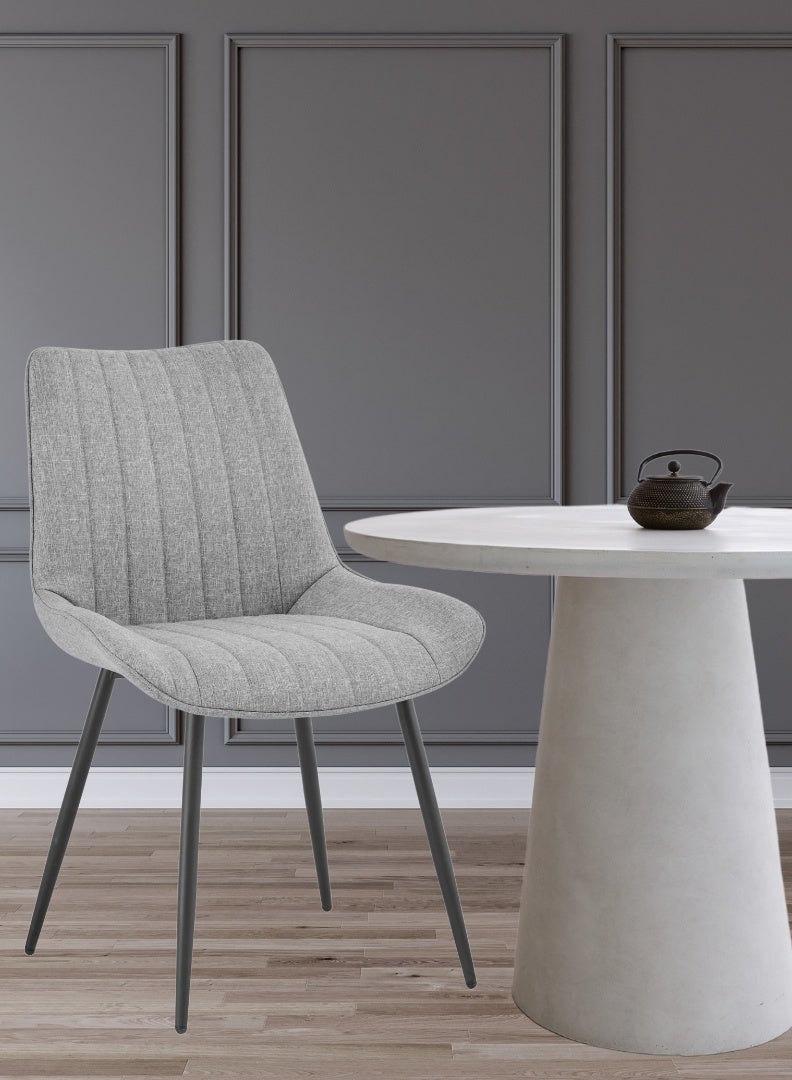 اي اف تي كرسي طعام مريح منجد بمسند ظهر مبطن - أرجل معدنية متينة، مقعد من قماش ناعم - الأبعاد: ٨٥ سم ارتفاع × ٦٠ سم عمق × ٥٤ سم عرض - ارتفاع المقعد ٤٨ سم - يتحمل وزنًا يصل إلى ١٣٠ كجم - تصميم عصري للمنزل أو المكتب. رمادي (عرفان) - Image 4