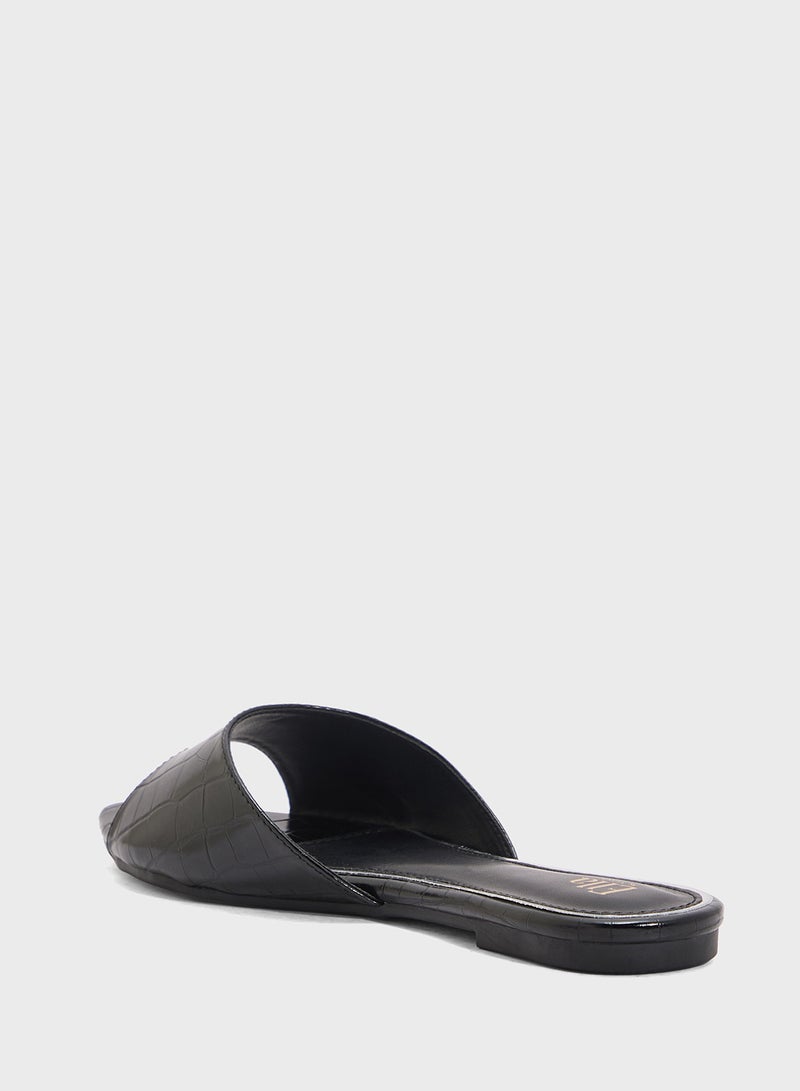 ELLA Croc Effect Flat Sandal  - Image 2