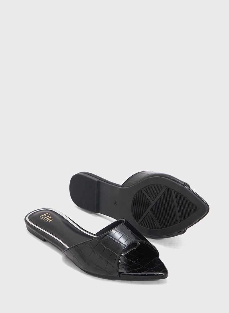 ELLA Croc Effect Flat Sandal  - Image 3