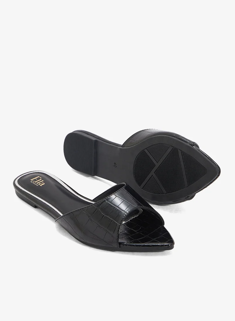 ELLA Croc Effect Flat Sandal