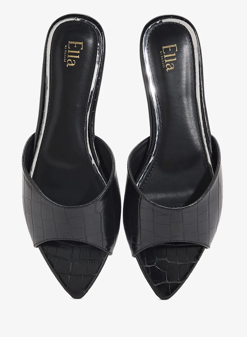 ELLA Croc Effect Flat Sandal
