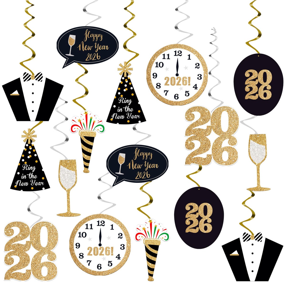 KATCHON KatchOn, Happy New Year Hanging Swirls 2026 - Pack of 30, NO ...