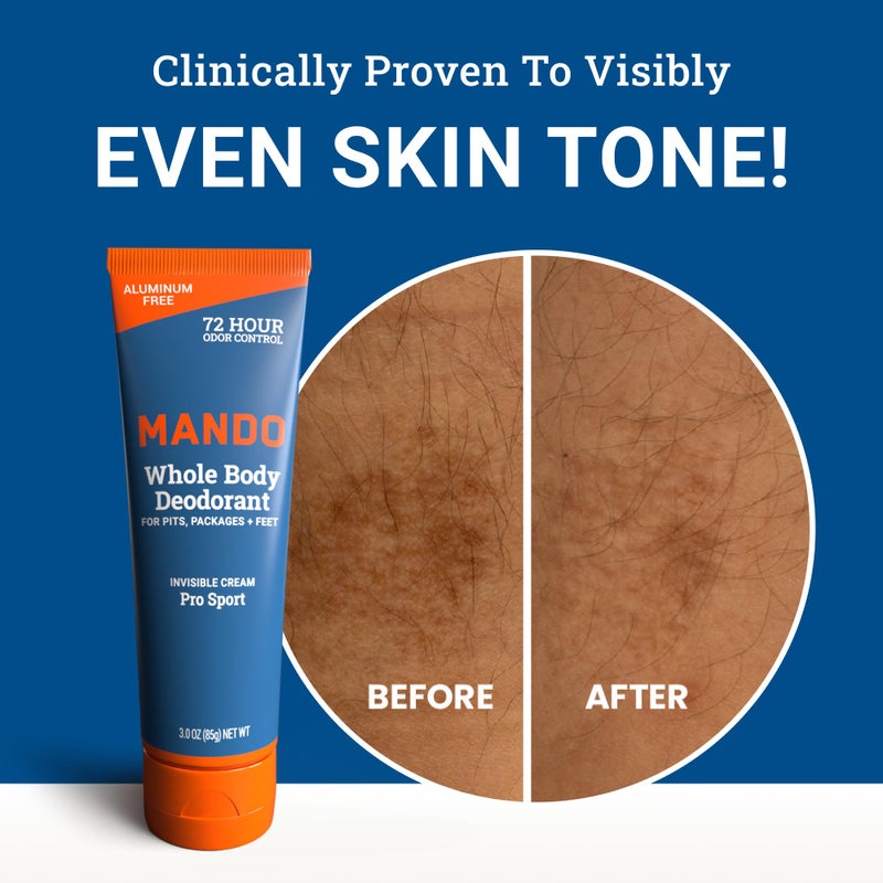 Mando مندو مزيل عرق للجسم بالكامل للرجال - كريم غير مرئي - تحكم في الرائحة لمدة 72 ساعة - خالي من الألمنيوم، خالي من بيكربونات الصوديوم، آمن للبشرة - أنبوب 3 أونصات (عبوة من 2) - برو سبورت وجبل فوجي - Image 4