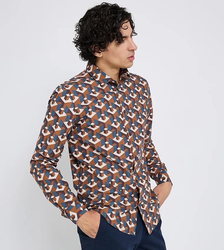 بين شيرمان Ben Sherman Men's Long Sleeve Geometric Shirts