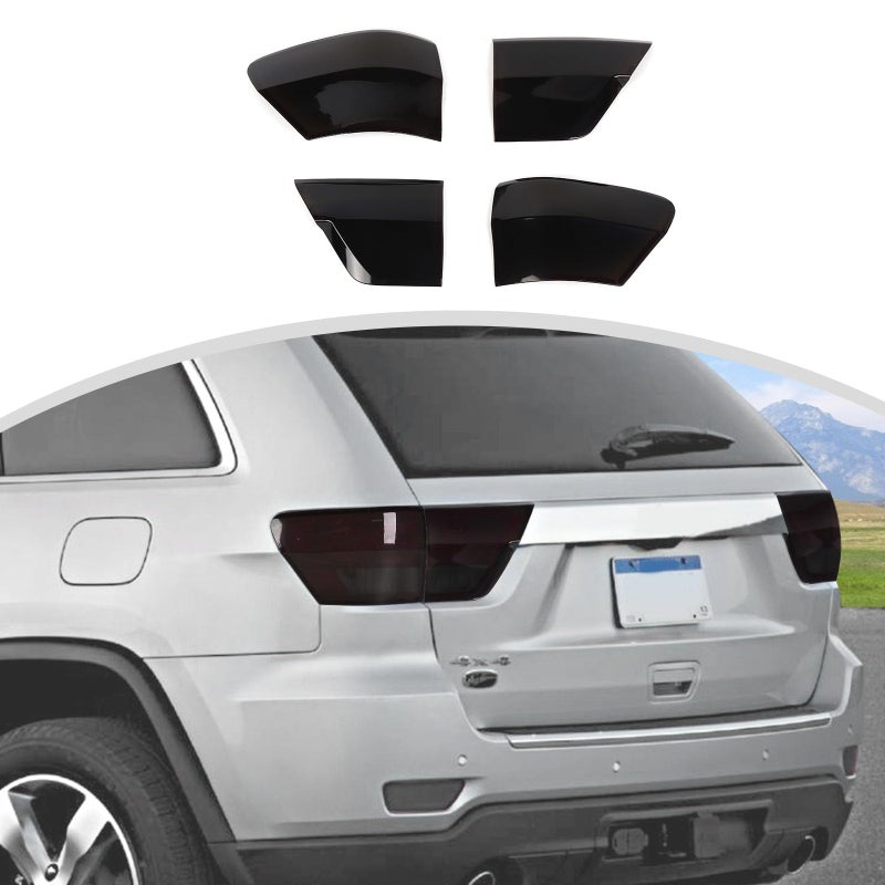 CheroCar for Jeep Grand Cherokee Tail Lights Decoration 4 Tail Light Lamp Cover Guard Trim Bezel Frame Decor Exterior Accessories Compatible with 20112013 Jeep Grand Cherokee Black