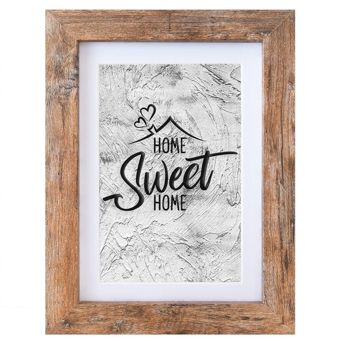 5X7 PICTURE FRAME CAN DISPLAY PHOTO 4X6 WITH MAT WOOD FRAME WITH SHATTERPROOF PLEXIGLASS HORIZONTAL AND VERTICAL DISPLAY FOR WALL AND TABLETOP RUSTIC BROWN
