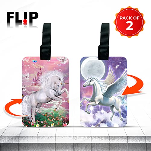 Ultra 3D Luggage Tag for Suitcase & School Bags | Pack of 2 | Colourful Unicorn Theme - Image 2