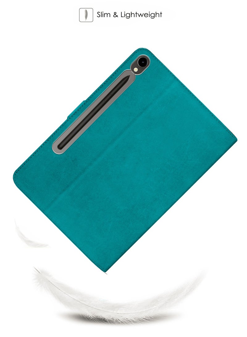 Wtech PU Leather Magnetic Closure Flip Case Cover For Samsung Galaxy Tab S9 5G 2023 / Tab S9 FE 2023 (11 Inch) X710 X716B / Tab S10 FE 2025 / Samsung Galaxy Tab S11 2025 - Sea Green - Image 2
