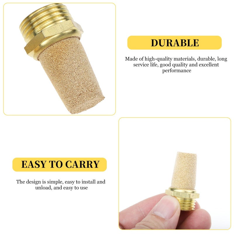 4Pcs Brass Pneumatic Muffler Set Long Threaded Copper Air Silencer For Industrial Compressors Exhaust Noise Reduction - Image 4