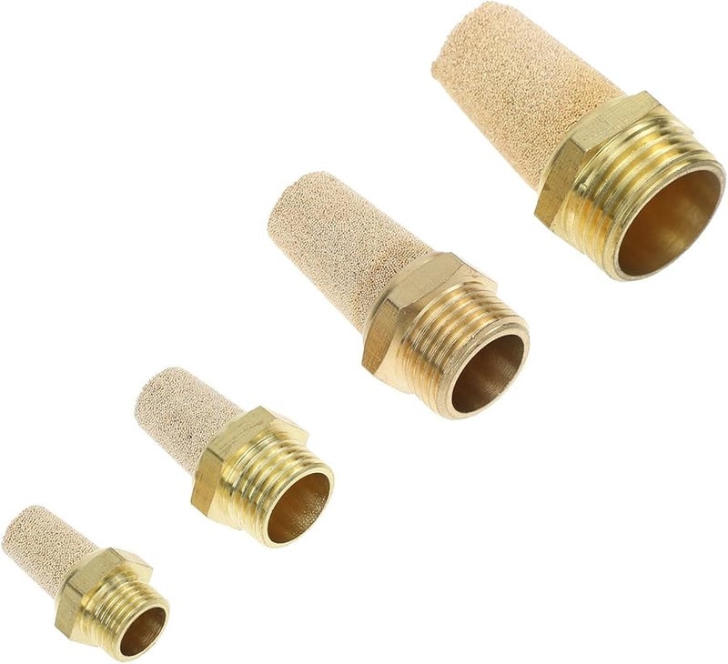 4Pcs Brass Pneumatic Muffler Set Long Threaded Copper Air Silencer For Industrial Compressors Exhaust Noise Reduction - Image 1