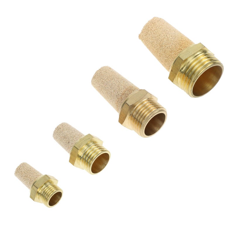 4Pcs Brass Pneumatic Muffler Set Long Threaded Copper Air Silencer For Industrial Compressors Exhaust Noise Reduction - Image 2