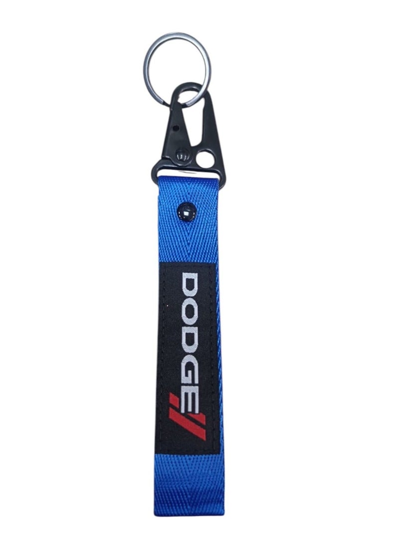 Dodge-Branded Blue Fabric Keychain with Black Carabiner - Image 2