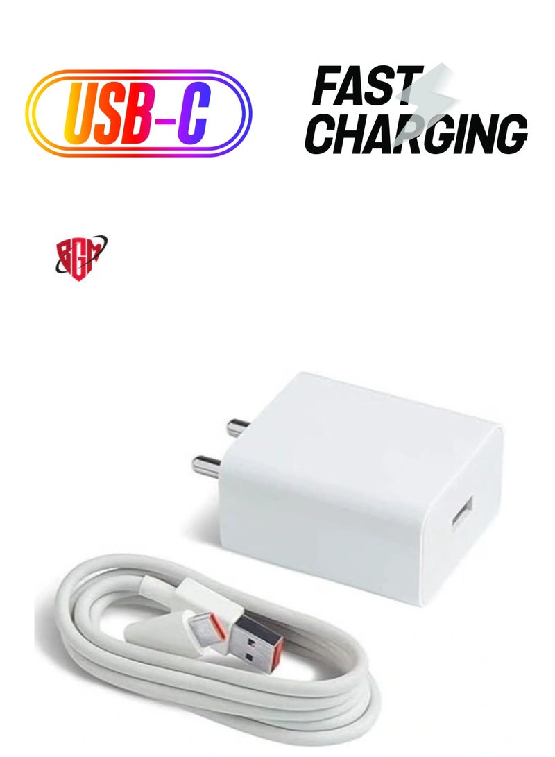 BGM Fast Type-C Charger for Xiaomi Redmi Note 11 Original Adapter, Qualcomm QC 3.0 Quick Charge, Adaptive Fast Charging, Compatible with Dash, VOOC, AFC - Image 1