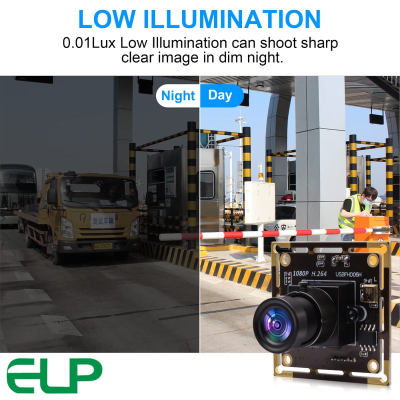 ELP Sony IMX323 Sensor Mini Wide Angle USB Camera Module with Microphone 170degree Fisheye Lens HD 1080P 0.01Lux Low Light Video Audio PC Camera UVC H.264 USB2.0 Embedded Webcam Board for Computer - Image 3