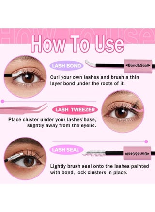 240pcs False Eyelashes, DIY Lash Extension Kit,3D False Eyelashes,Individual Lash Clusters With Lash Bond,Lash Remover And Applicator, Eyelash Extension Kit, Easy To Apply At Home(Mix10-16mm) - view 3