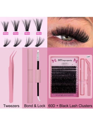 240pcs False Eyelashes, DIY Lash Extension Kit,3D False Eyelashes,Individual Lash Clusters With Lash Bond,Lash Remover And Applicator, Eyelash Extension Kit, Easy To Apply At Home(Mix10-16mm) - view 2