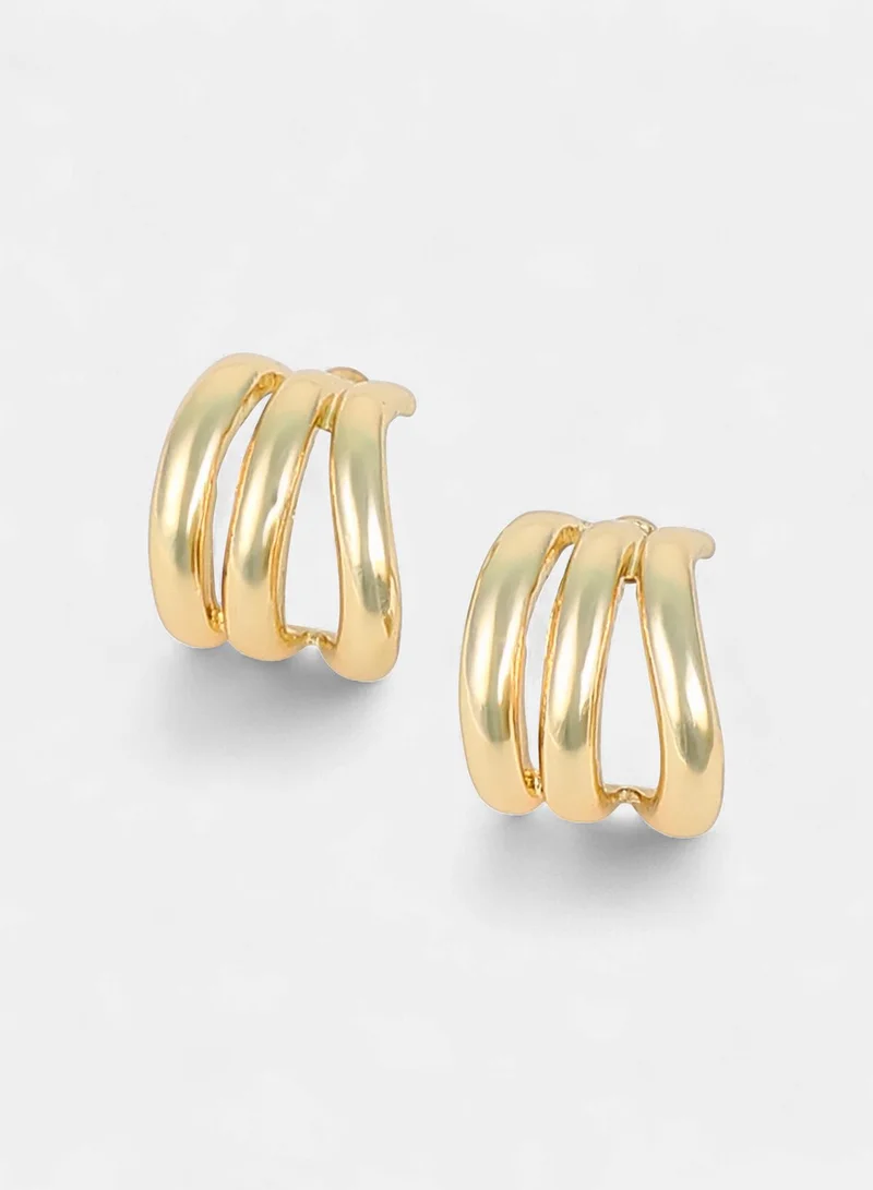 Sohi  Women The Triad-Line Hoop Earrings | California  Colour | One-Size | Metallic Alloy Material | Push Back Closure | Earrings For Casual & Evening Wear for Women | Best Price UAE