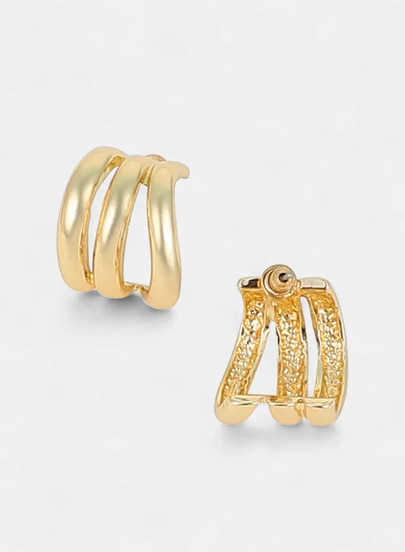 Sohi  Women The Triad-Line Hoop Earrings | California  Colour | One-Size | Metallic Alloy Material | Push Back Closure | Earrings For Casual & Evening Wear for Women | Best Price UAE