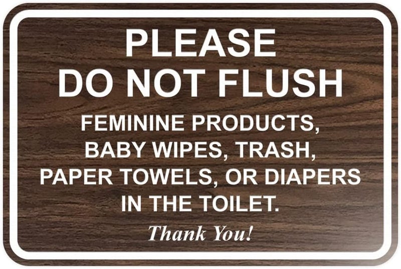 All Quality Classic Framed Please Do Not Flush Thank You Bathroom Etiquette Sign - 4" x 6" (Walnut) 1 Pack - Image 1