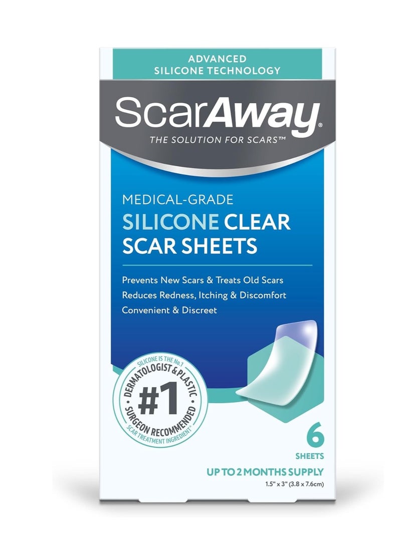 scaraway Clear Silicone Scar Sheets White 6 Count