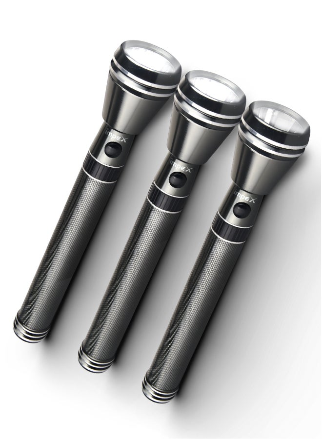 Impex 3-Piece Rechargeable LED Flashlight Set Black 940grams - Image 1