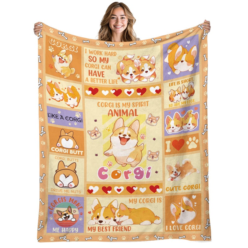Corgi Blanket Gifts for Corgi Lovers, Corgis Blanket for Women, Men, Kids, Soft Flannel Blankets for Couch, Bed, Dog Lovers, Gifts for Christmas Thanksgiving 50x60 - Image 1