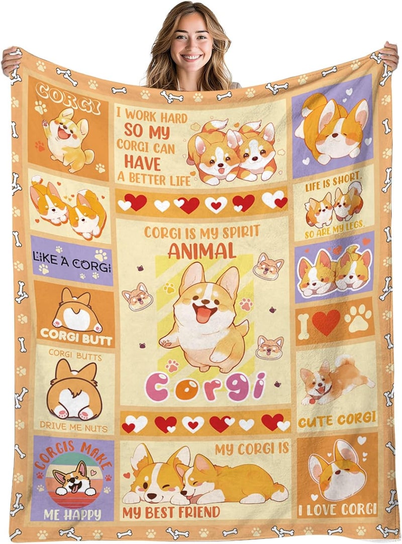 Corgi Blanket Gifts for Corgi Lovers, Corgis Blanket for Women, Men, Kids, Soft Flannel Blankets for Couch, Bed, Dog Lovers, Gifts for Christmas Thanksgiving 50x60 - Image 2