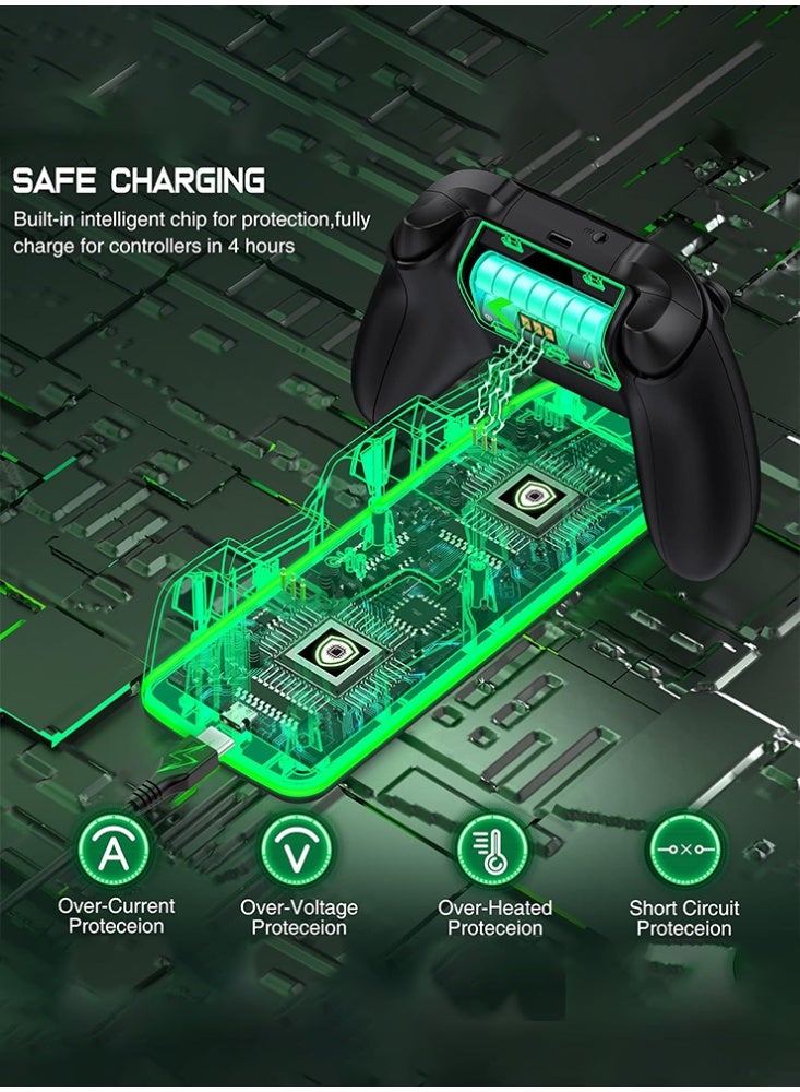 دوبي حزمة بطارية Xbox Controller، شحن سريع 2x 4800mWh حزمة بطارية Xbox قابلة لإعادة الشحن محطة شحن USB لـ Xbox Series X|S/Xbox One Elite Controller - Image 4