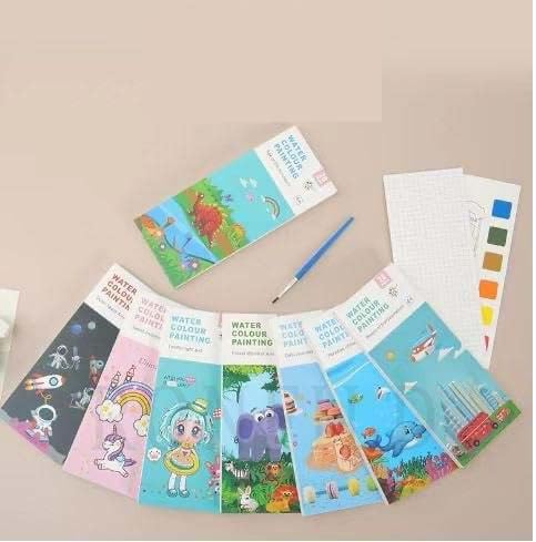 RONFILD Watercolor Painting Books for Beginners Pocket 20 Pages Book with 1 Paint Brush Hours of Painting Fun for ChildrenSheet Cartoon Watercolor Paint Book Gift for Kids 3 - Image 2