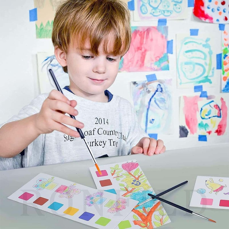 RONFILD Watercolor Painting Books for Beginners Pocket 20 Pages Book with 1 Paint Brush Hours of Painting Fun for ChildrenSheet Cartoon Watercolor Paint Book Gift for Kids 3 - Image 5