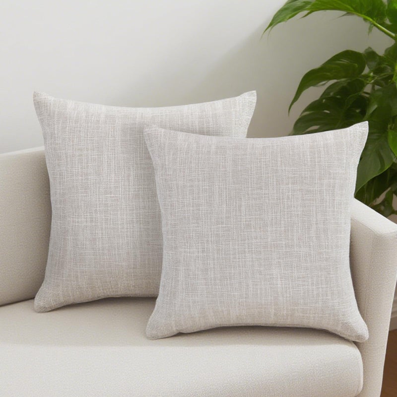 Fevbcnrj 2 Pack Decorative Linen Pillow Covers 15x15 Inch, Farmhouse Neutral Throw Pillow Covers, Modern Square Pillowcase with Zipper, for Couch Sofa Bedroom Living Room Home Decor, Beige(Only Cover) - Image 1