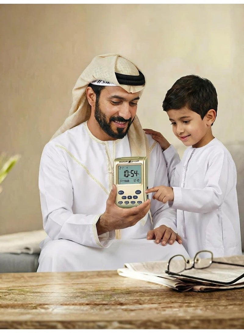 Digital Azan Prayer Clock LCD Table Clock Gold HA-3011 for Home Office Mosque Everyday Use - Image 2