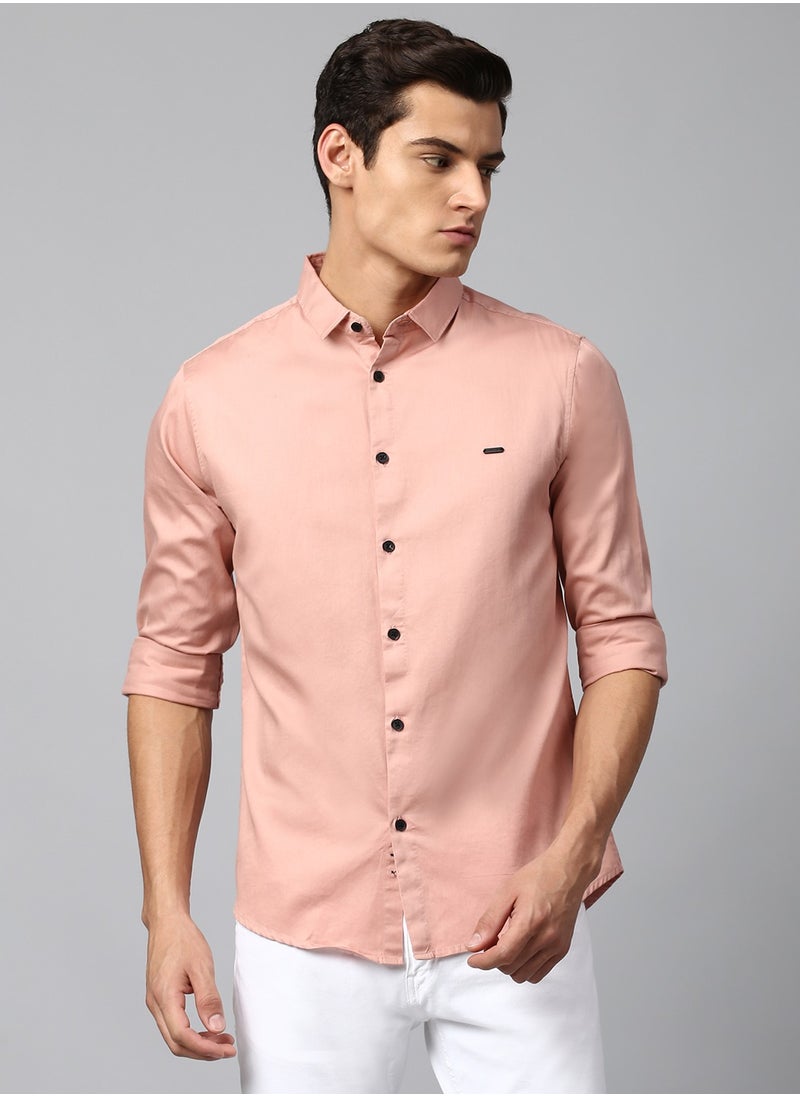 Dennis Lingo Slim Fit Shell Men's Solid Shirt, Spread Collar, Full Sleeves, 100% Cotton,  - Image 1