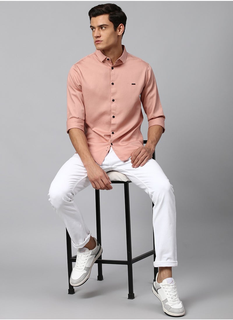 Dennis Lingo Slim Fit Shell Men's Solid Shirt, Spread Collar, Full Sleeves, 100% Cotton,  - Image 5
