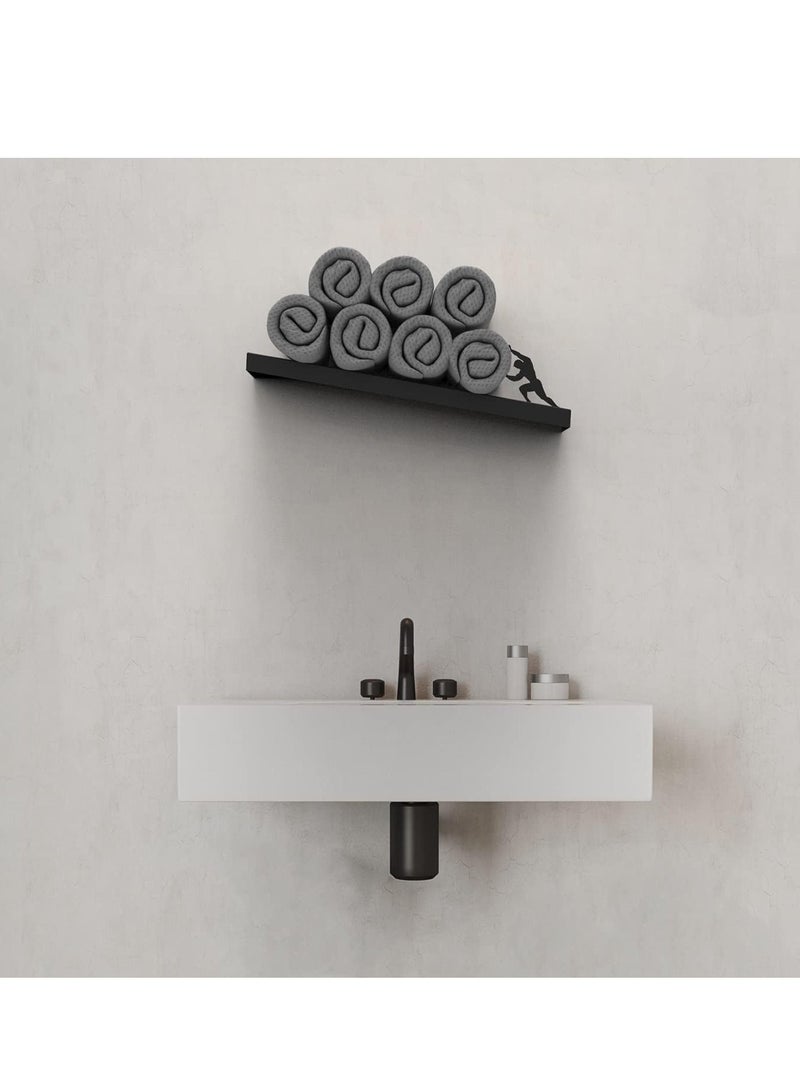 SYOSI Floating Shelf Toilet Paper Holder, Tilted Matte Black Toilet Paper Roll Holder for Easy Bathroom Storage, Toilet Paper Holder Shelf Wc Wall Mount Floating Rack for Bathroom Drop - Image 4