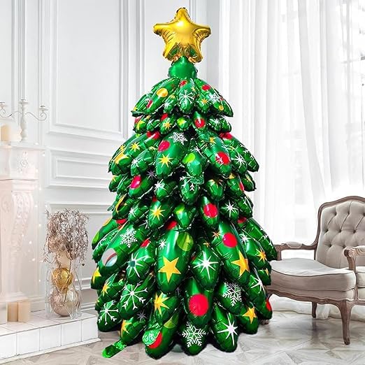 CORAL TREE CORAL TREE 51inch Tall Star Topped Christmas Tree Foil Balloon Perfect for Festive Xmas Decorations IndoorOutdoor use and Spreading Holiday Cheer 