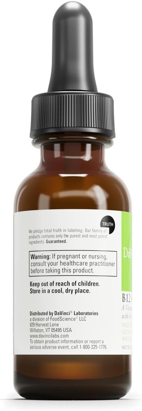 DAVINCI Labs B12 MC Liquid  Dietary Supplement to Support Cardiovascular Health Energy and Healthy Blood and Nerve Cells  with Vitamin B6 B12 and Folate  GlutenFree  Vegetarian  30 ml - Image 3
