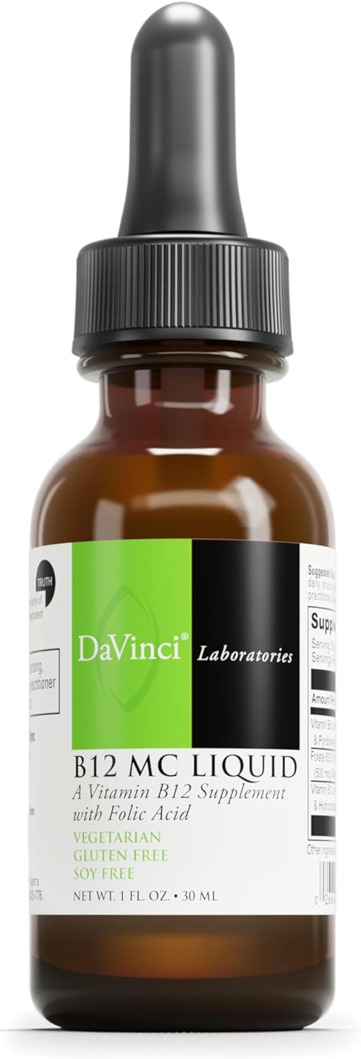 DAVINCI Labs B12 MC Liquid  Dietary Supplement to Support Cardiovascular Health Energy and Healthy Blood and Nerve Cells  with Vitamin B6 B12 and Folate  GlutenFree  Vegetarian  30 ml - Image 1