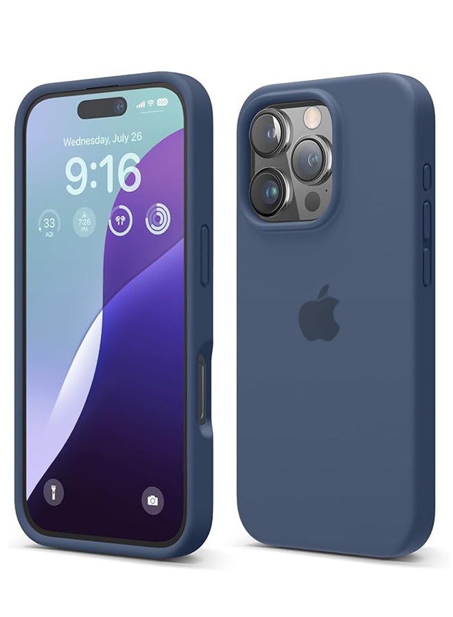 Liquid Silicone Case Cover for Apple iPhone 16 Pro, Anti Scratch Shockproof Cover, Comfortable Hold Touch Feeling and Anti-fingerprint - Denim Blue - Image 1