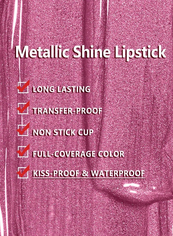 MAKI YIKA Red Lipstick for Women Metallic Lipsticks Glitter Long Lasting Lipstick No Smudge No Transfer Liquid Pink Lip Gloss (BR05 Victoria) - Image 5