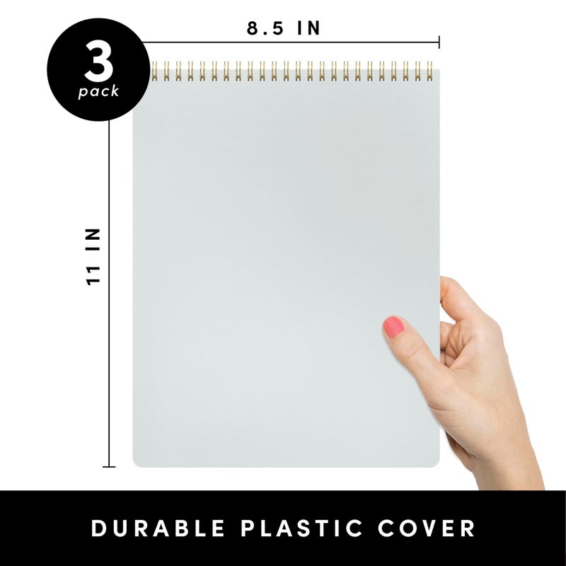 PAPERAGE Top Bound Spiral Notebook, 3 Pack, Lined Notepad, (Lavender/Blush/Light Grey), 70 Sheets (140 Pages) Per Notebook, Wide/Legal Ruled, 8.5 inches x 11 inches - Image 2