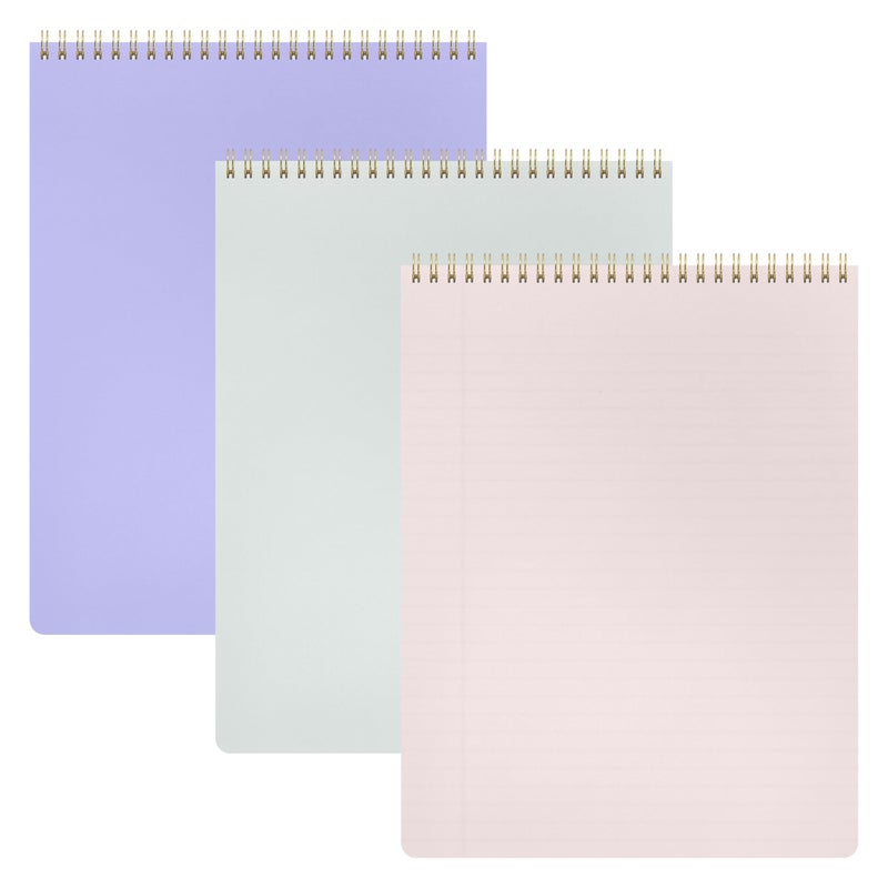 PAPERAGE Top Bound Spiral Notebook, 3 Pack, Lined Notepad, (Lavender/Blush/Light Grey), 70 Sheets (140 Pages) Per Notebook, Wide/Legal Ruled, 8.5 inches x 11 inches - Image 1