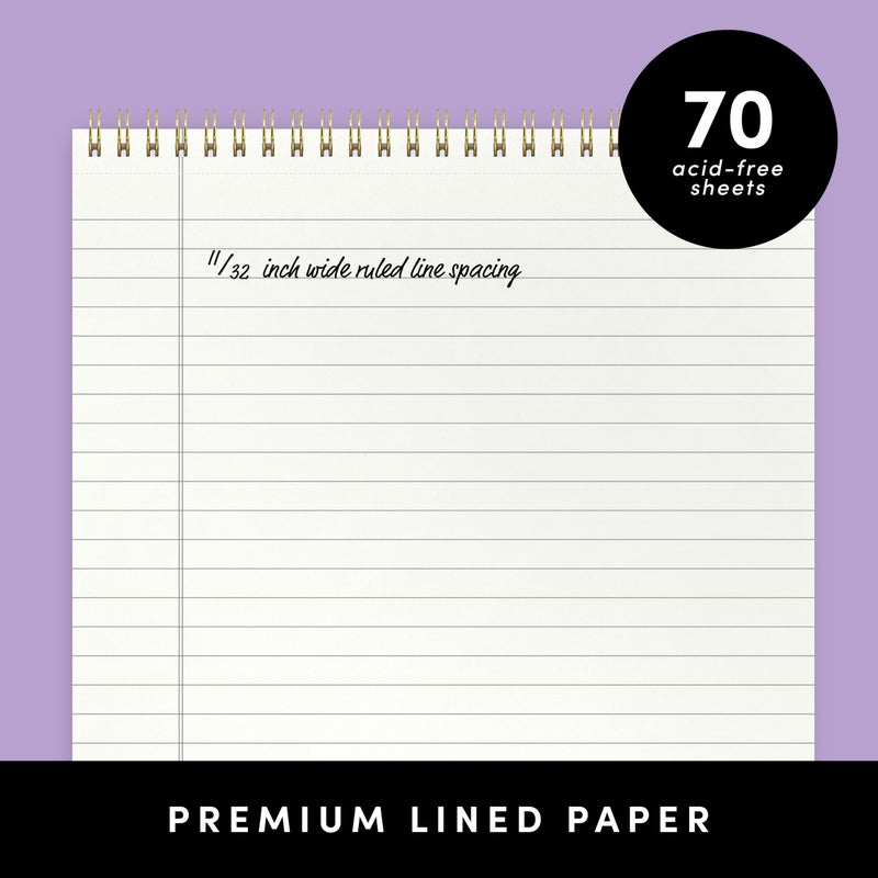 PAPERAGE Top Bound Spiral Notebook, 3 Pack, Lined Notepad, (Lavender/Blush/Light Grey), 70 Sheets (140 Pages) Per Notebook, Wide/Legal Ruled, 8.5 inches x 11 inches - Image 3