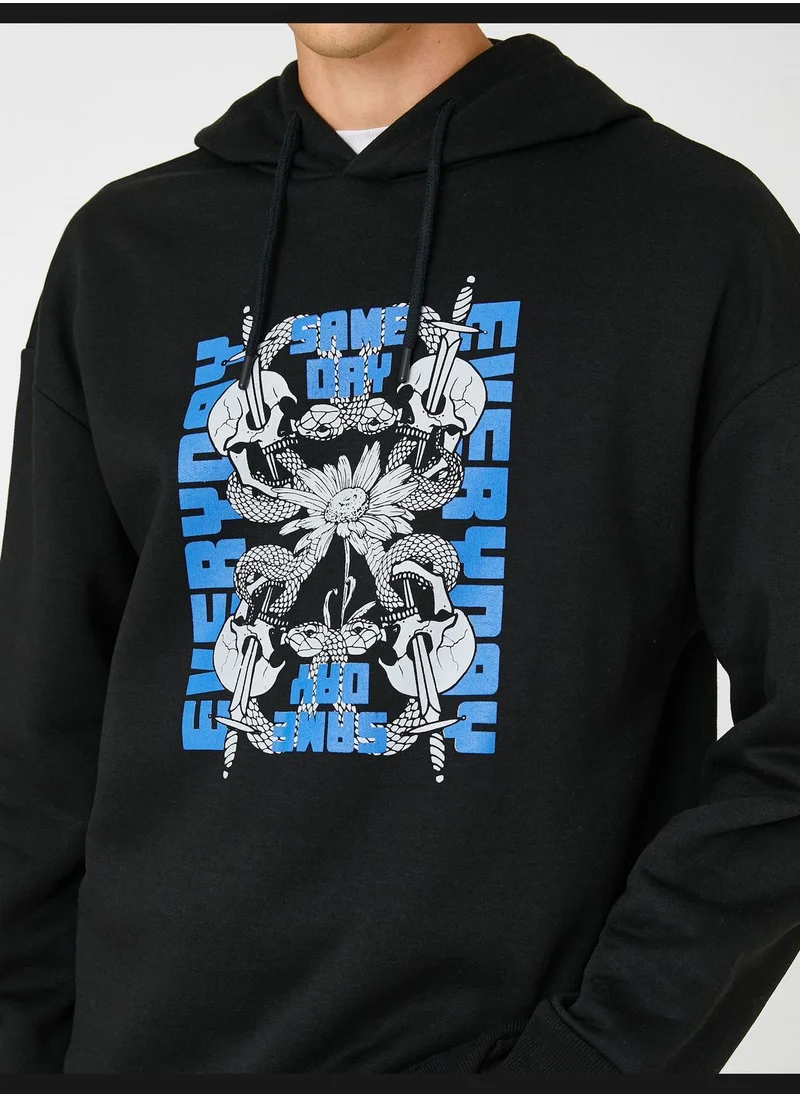كوتن Oversized Sweatshirt Skull Printed