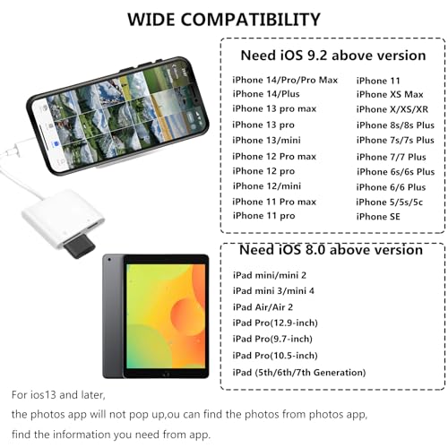 Cirafon Lightning to USB Camera Adapter with Charging Port for iPhone Portable USB 3.0 Female OTG Cable for iPad to Connect Card Reader USB Flash Drive U Disk Microphone Keyboard Mouse Hubs Midi - Image 3