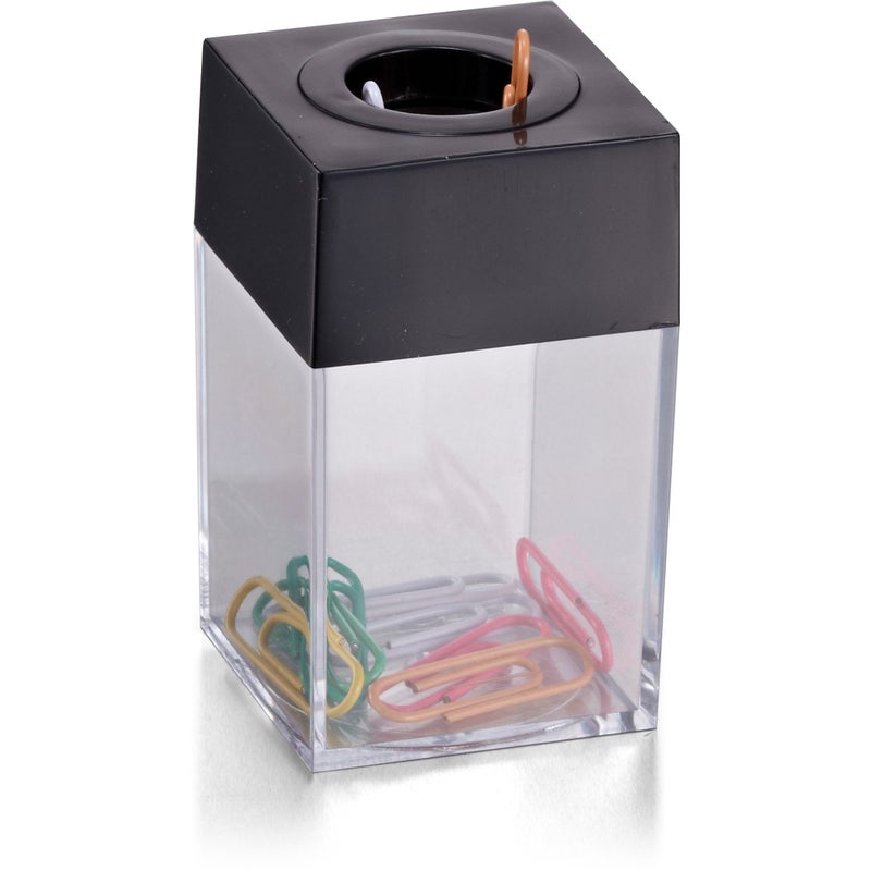Officemate Small Clip Dispenser with Magnetic Top ClearBlack 93687